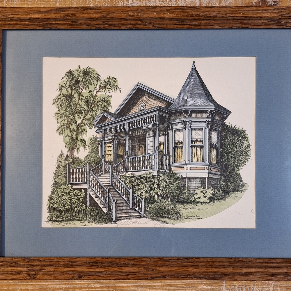 Debbie Patrick Pygmalion House Santa Rosa Blue Signed 15.5x12.5 Framed